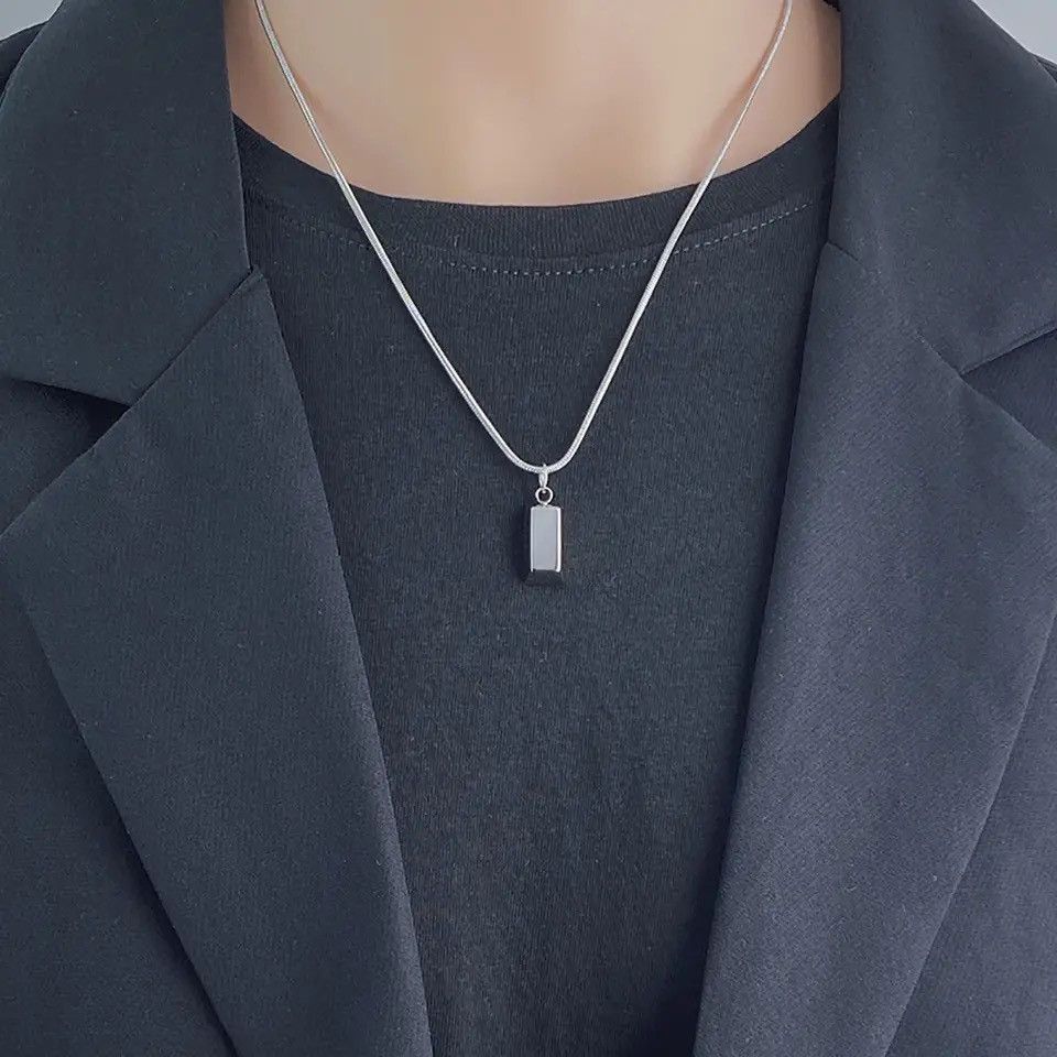 Other Stainless Steel Chain with Square Pendant Necklace Size ONE SIZE - 1 Thumbnail