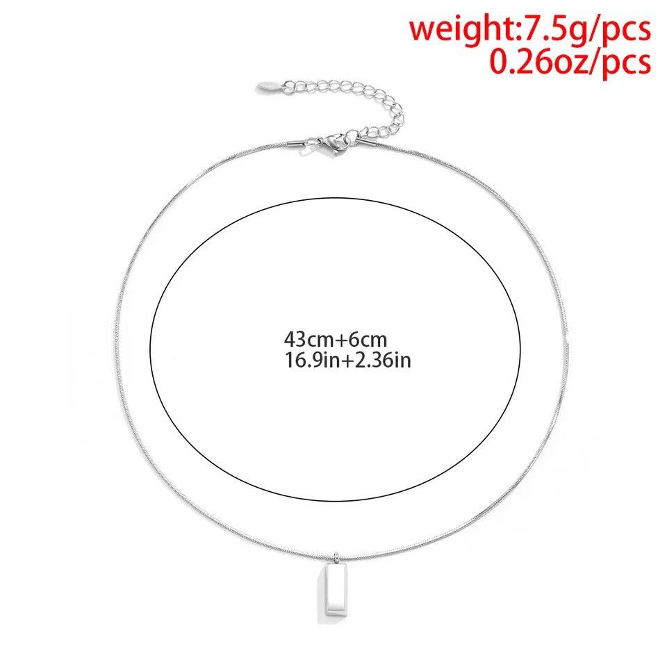 Other Stainless Steel Chain with Square Pendant Necklace Size ONE SIZE - 4 Thumbnail