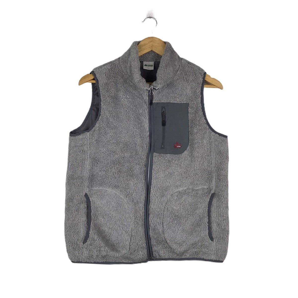 Logos Sleeveless Vest Pocket Outdoor Fleece Zip Up Jacket