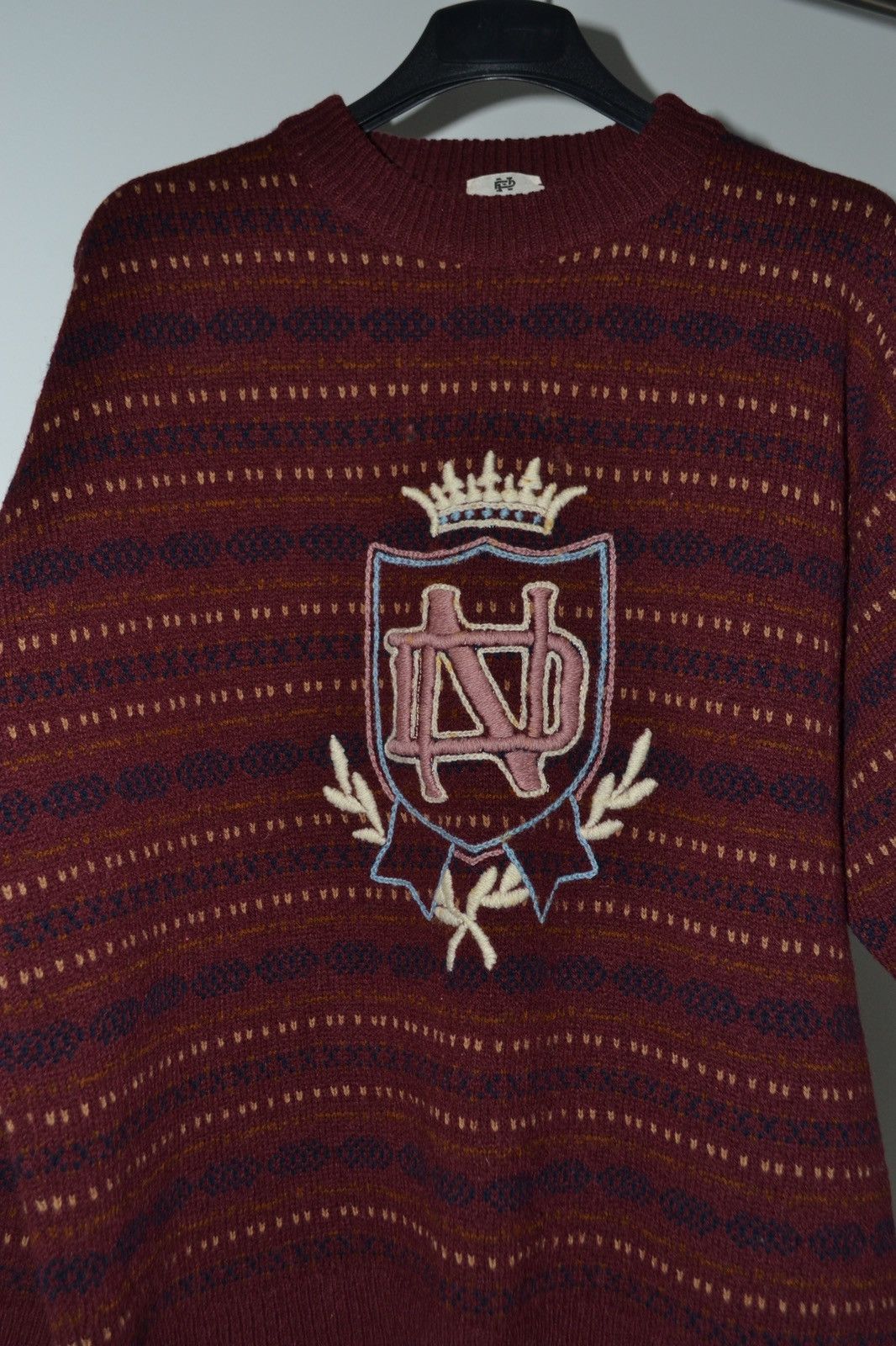 1990s Fair Isle Knit Crest Sweater