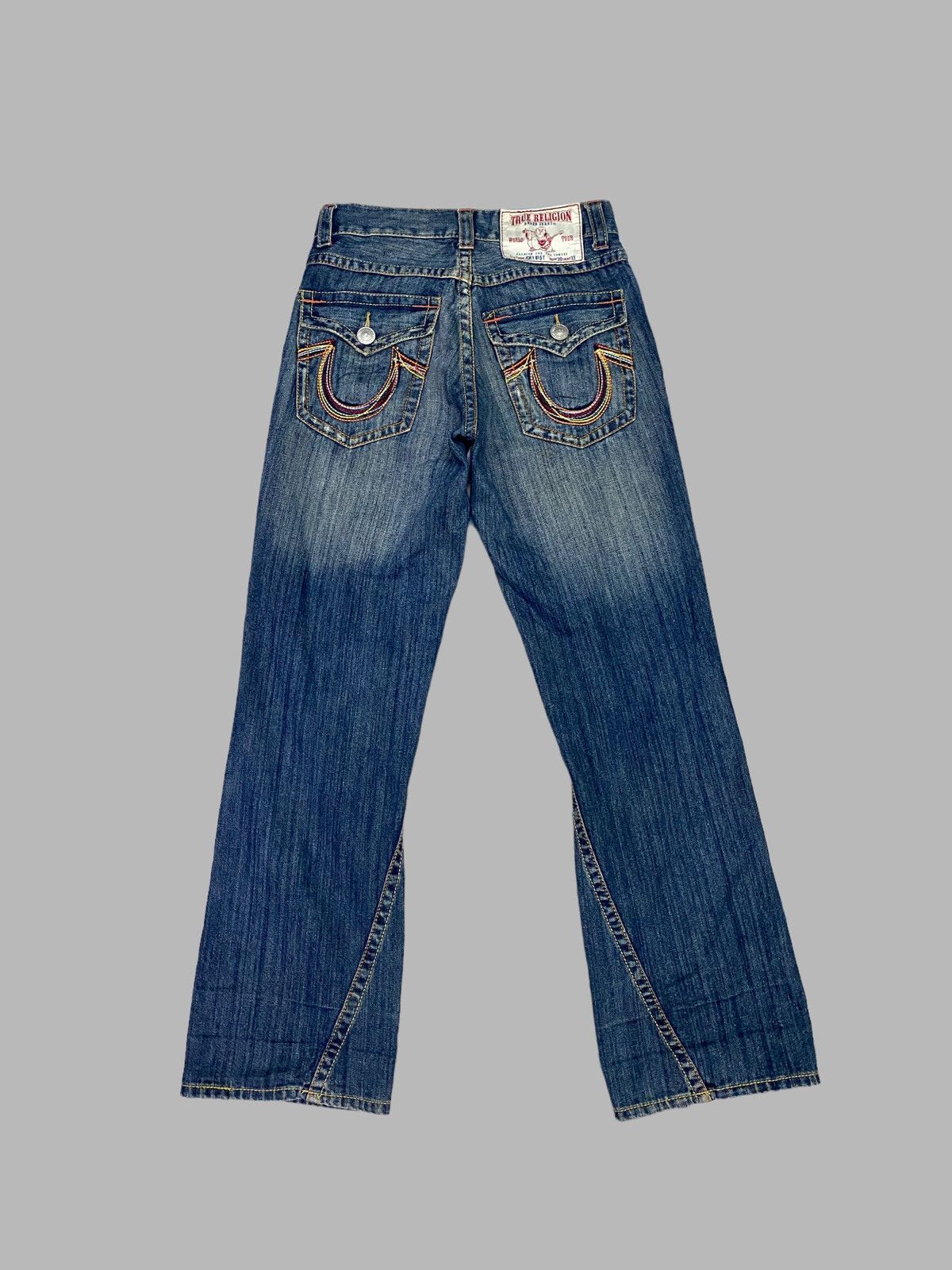 image of Distressed Denim x True Religion Vintage True Religion Embroidered Logo Denim Pant in Blue (Size 29