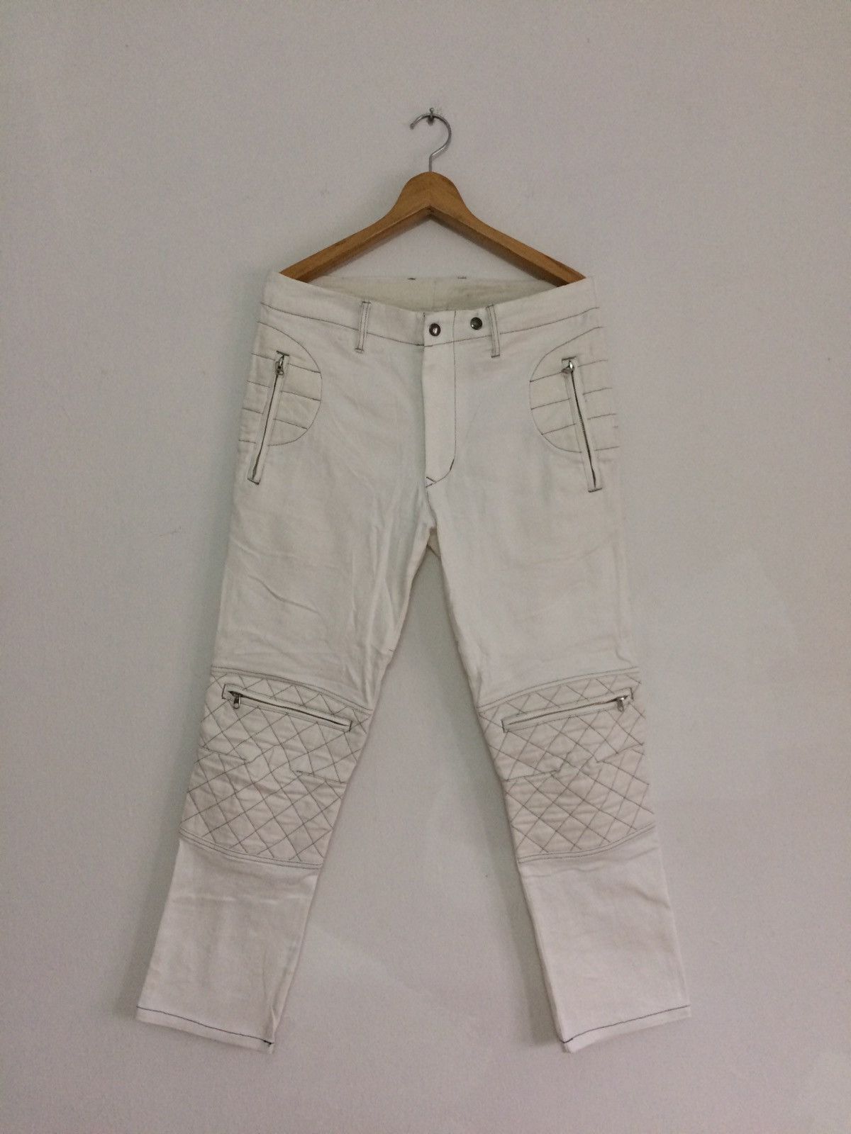 image of Biker Jeans x Racing Max Fritz Motorcycle Wear Rider Biker Pants Denim in White, Men's (Size 32)