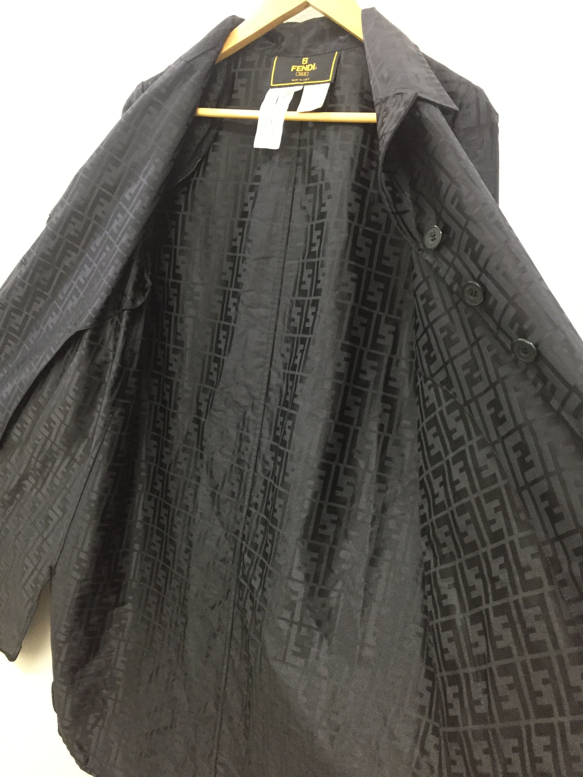Fendi Vintage FENDI Zucca Monogram black long jacket Size M / US 6-8 / IT 42-44 - 1 Thumbnail