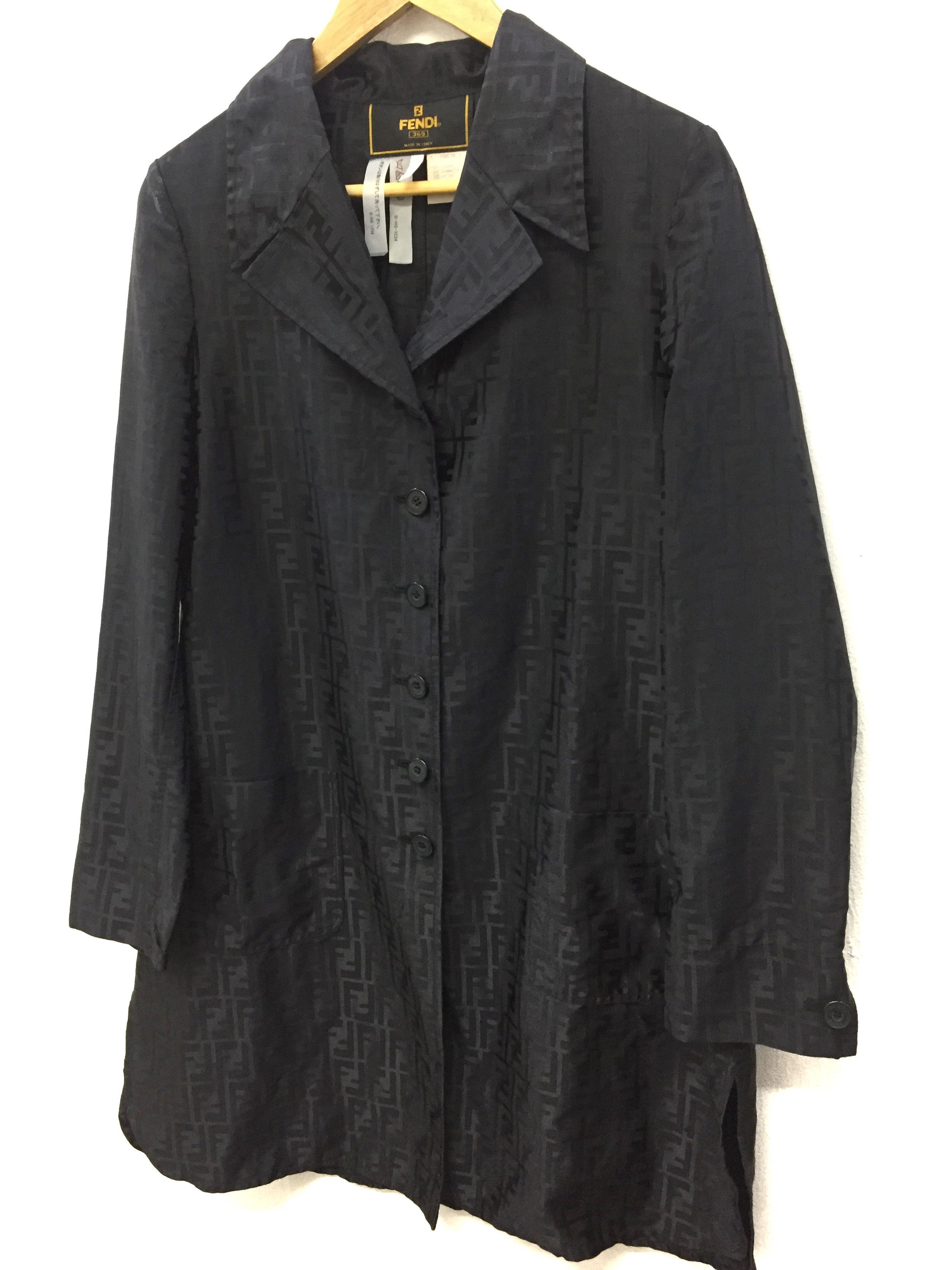 Fendi Vintage FENDI Zucca Monogram black long jacket Size M / US 6-8 / IT 42-44 - 2 Thumbnail