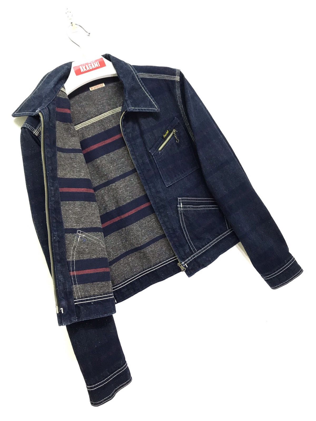 Japanese Brand ⚡Kapital Denim Cropped Jacket Blanket Lining Americana 4🟩7 Size US S / EU 44-46 / 1 - 1 Thumbnail