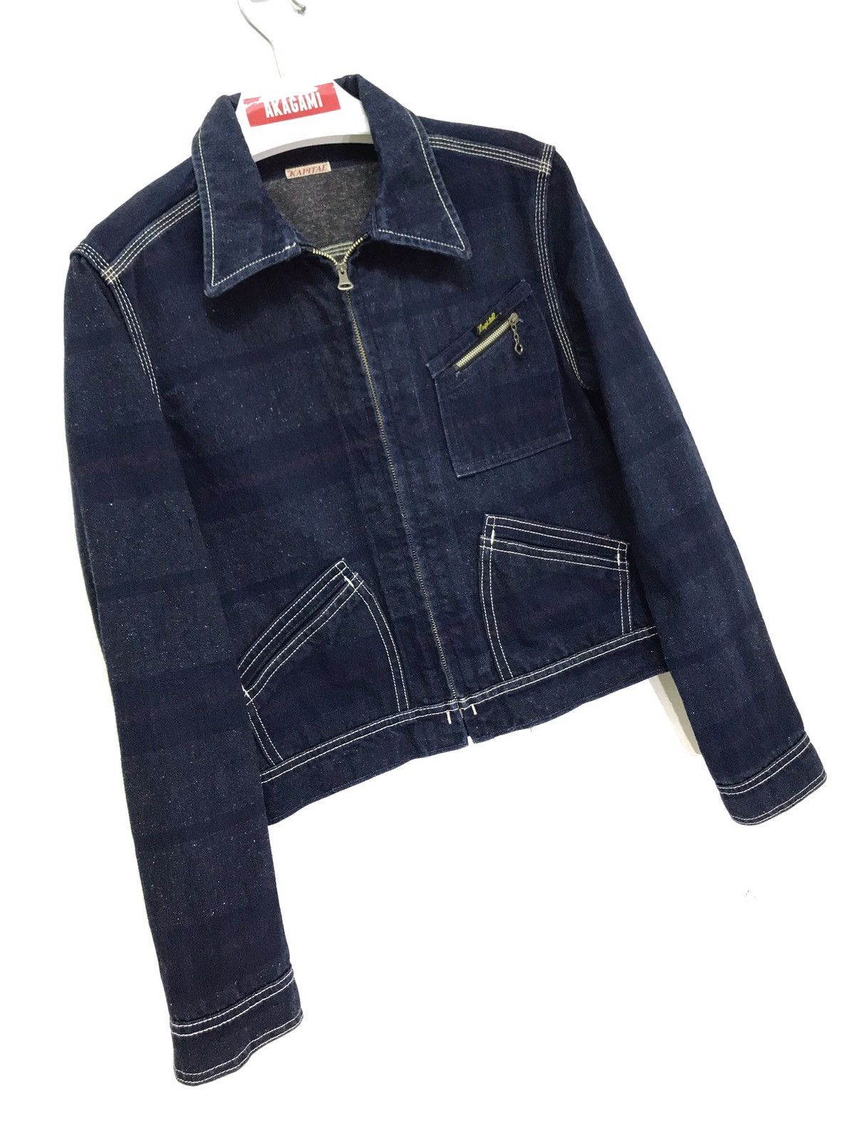 Japanese Brand ⚡Kapital Denim Cropped Jacket Blanket Lining Americana 4🟩7 Size US S / EU 44-46 / 1 - 3 Thumbnail