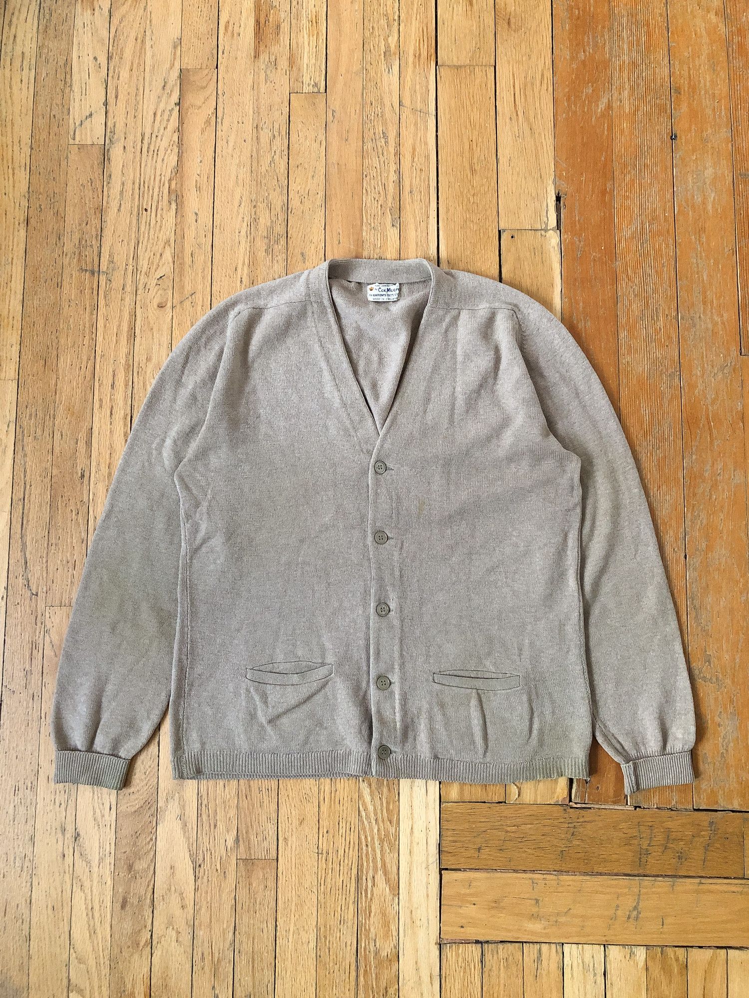 Vintage 70s Beige Cardigan Made in England (Aime Leon Dore vibe) Size US M / EU 48-50 / 2 - 2 Thumbnail
