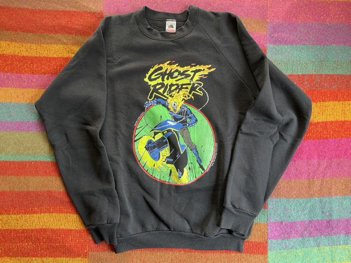 image of Vintage 1991 Marvel Ghost Rider Sweatshirt in Black, Men's (Size XL)