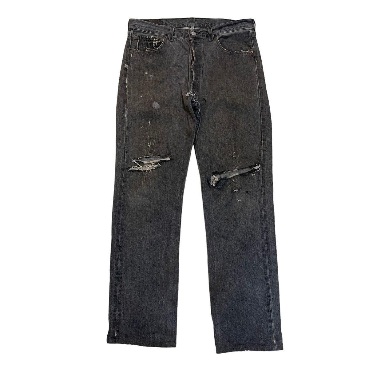 Levi's 90s Levi's 501 Distressed Black Denim W 33 L 31.5 Size US 33 - 2 Thumbnail
