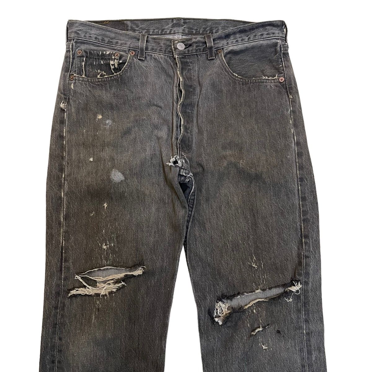 Levi's 90s Levi's 501 Distressed Black Denim W 33 L 31.5 Size US 33 - 3 Thumbnail