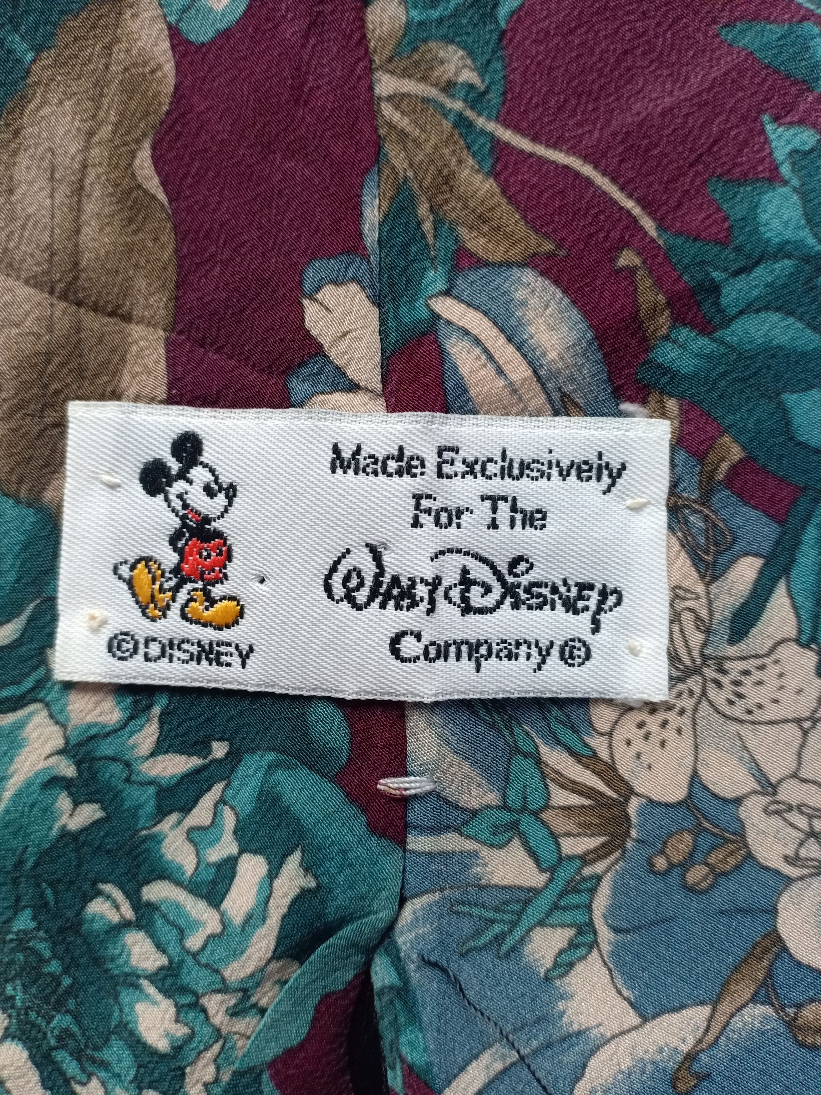 Disney Rare Silk Neck Tie Mickey Mouse Floral Art All Over Printed Size ONE SIZE - 3 Thumbnail