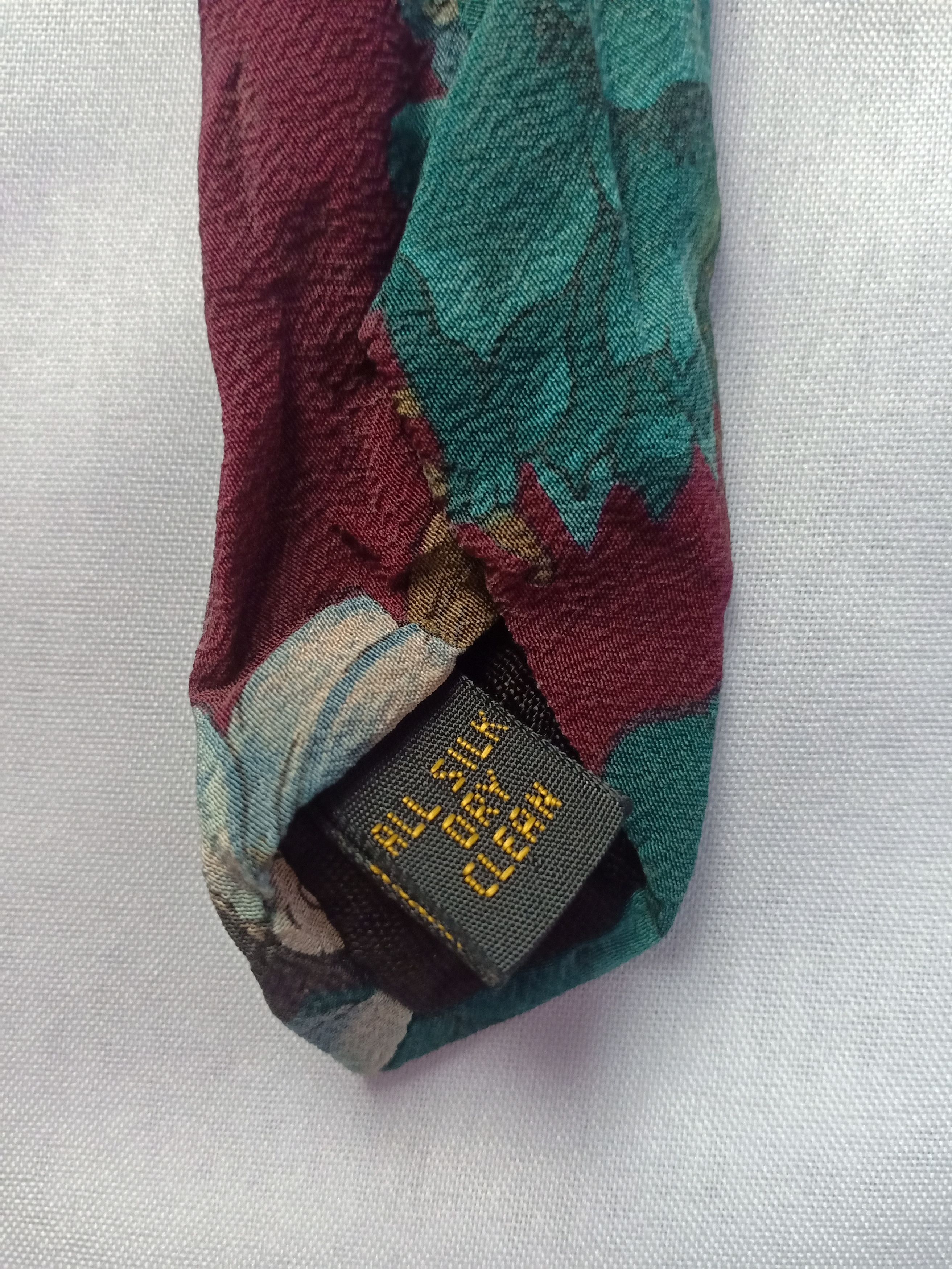Disney Rare Silk Neck Tie Mickey Mouse Floral Art All Over Printed Size ONE SIZE - 4 Thumbnail