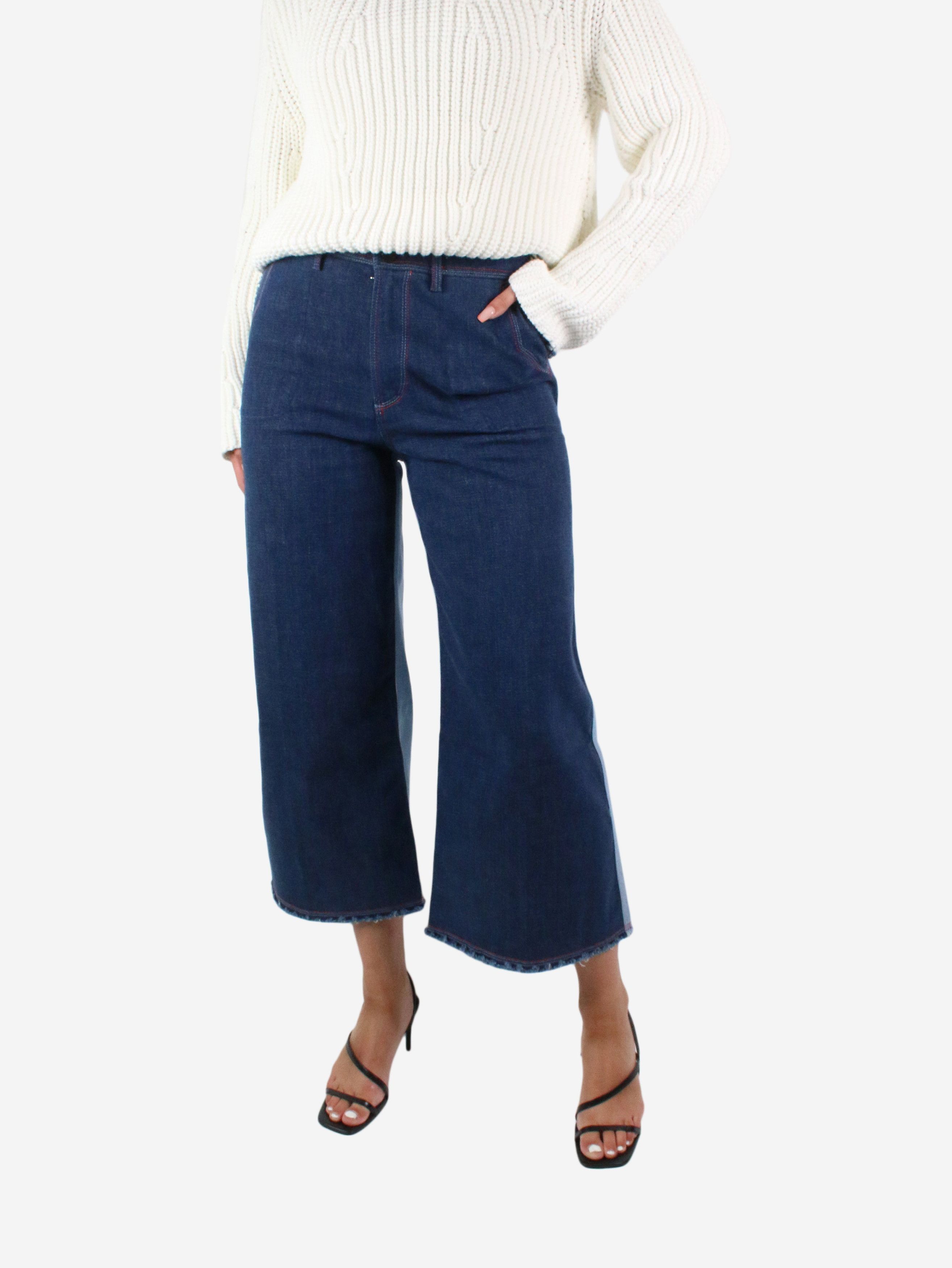 Blue denim two-tone cropped jeans - size FR 38
