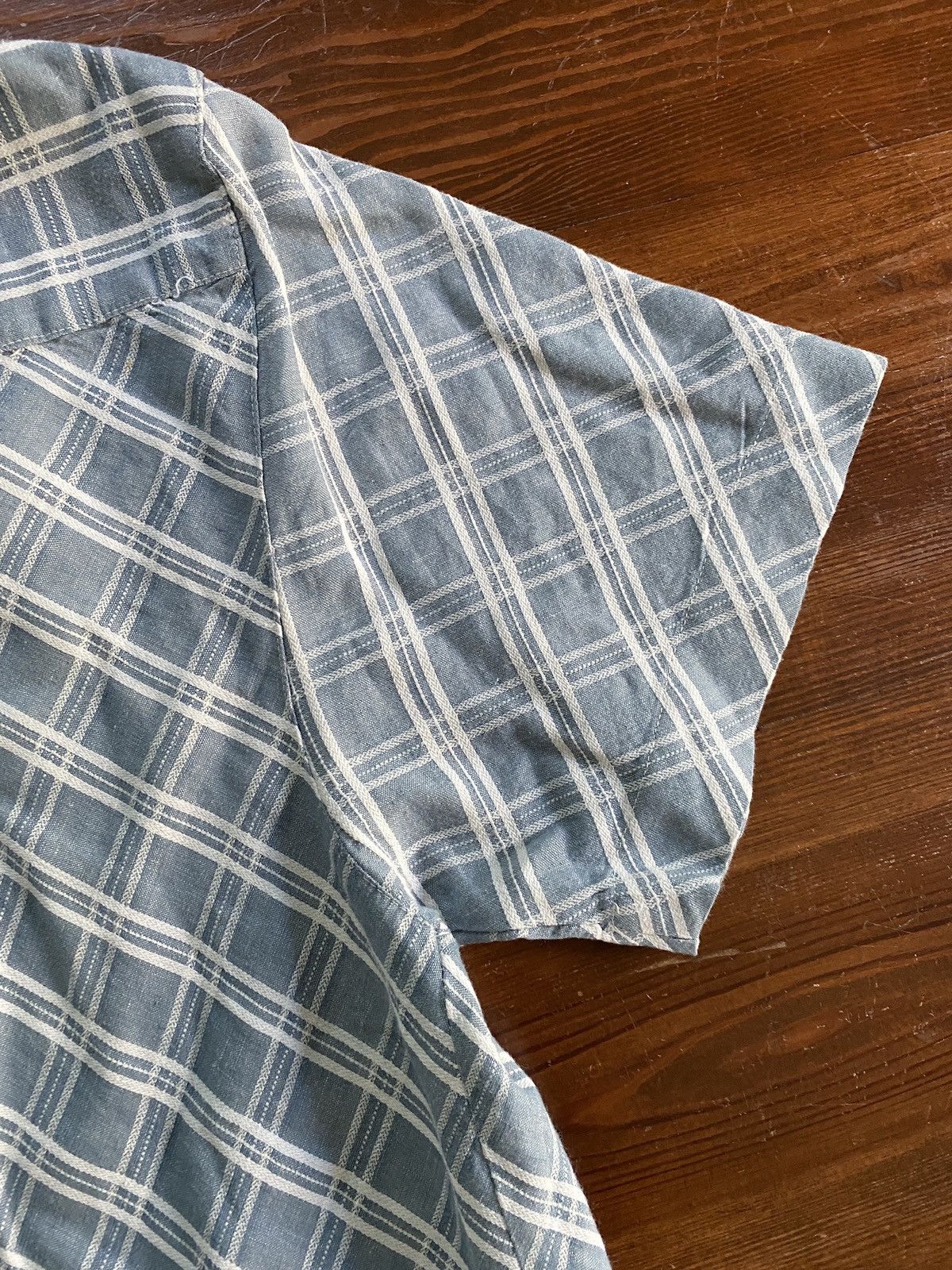 Vintage Vintage 90’s Blue Jazz Blue & White Diagonal Plaid Button Up Size US L / EU 52-54 / 3 - 12 Thumbnail