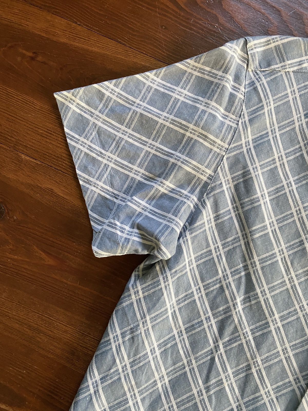 Vintage Vintage 90’s Blue Jazz Blue & White Diagonal Plaid Button Up Size US L / EU 52-54 / 3 - 5 Thumbnail