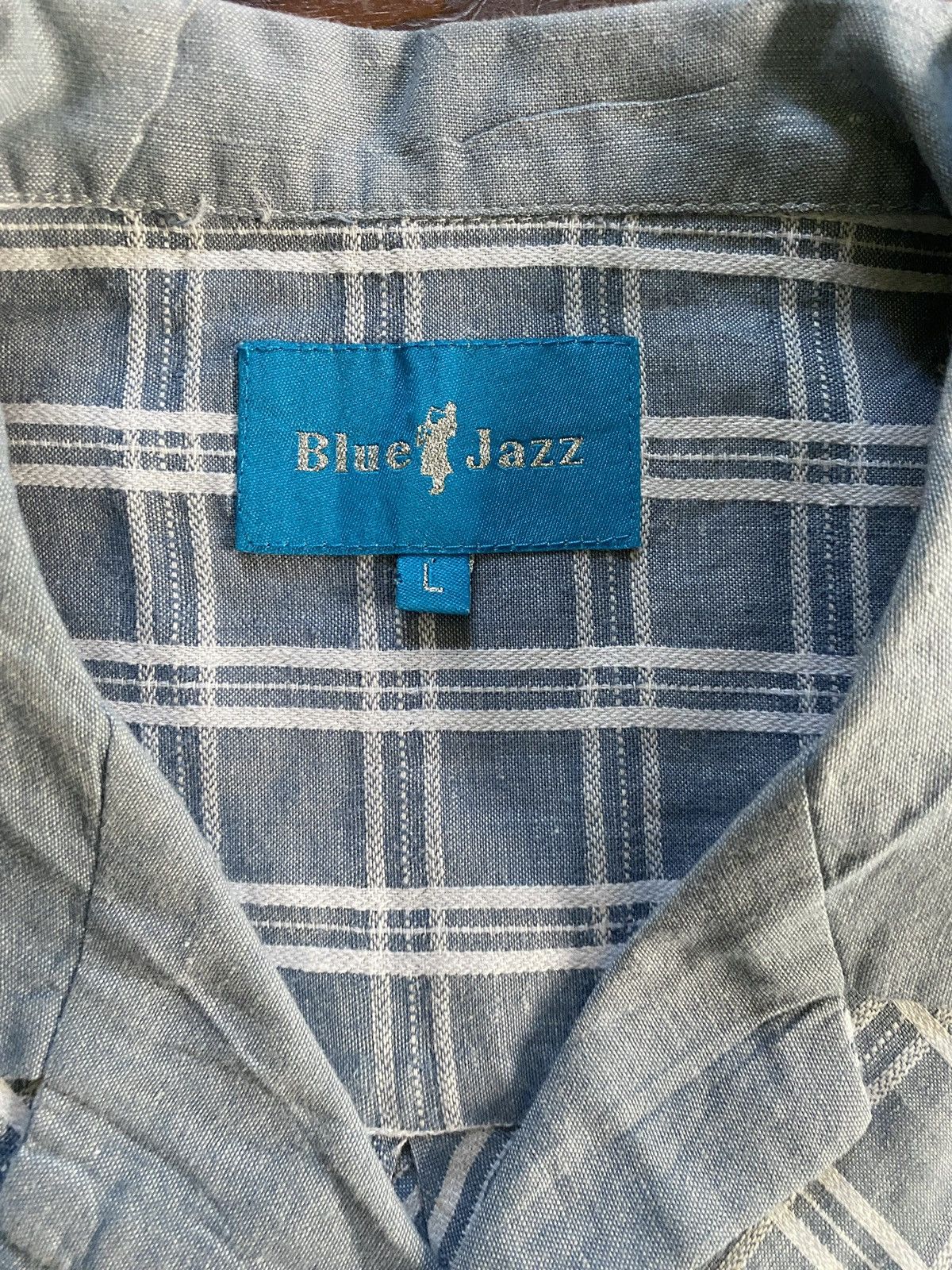 Vintage Vintage 90’s Blue Jazz Blue & White Diagonal Plaid Button Up Size US L / EU 52-54 / 3 - 6 Thumbnail