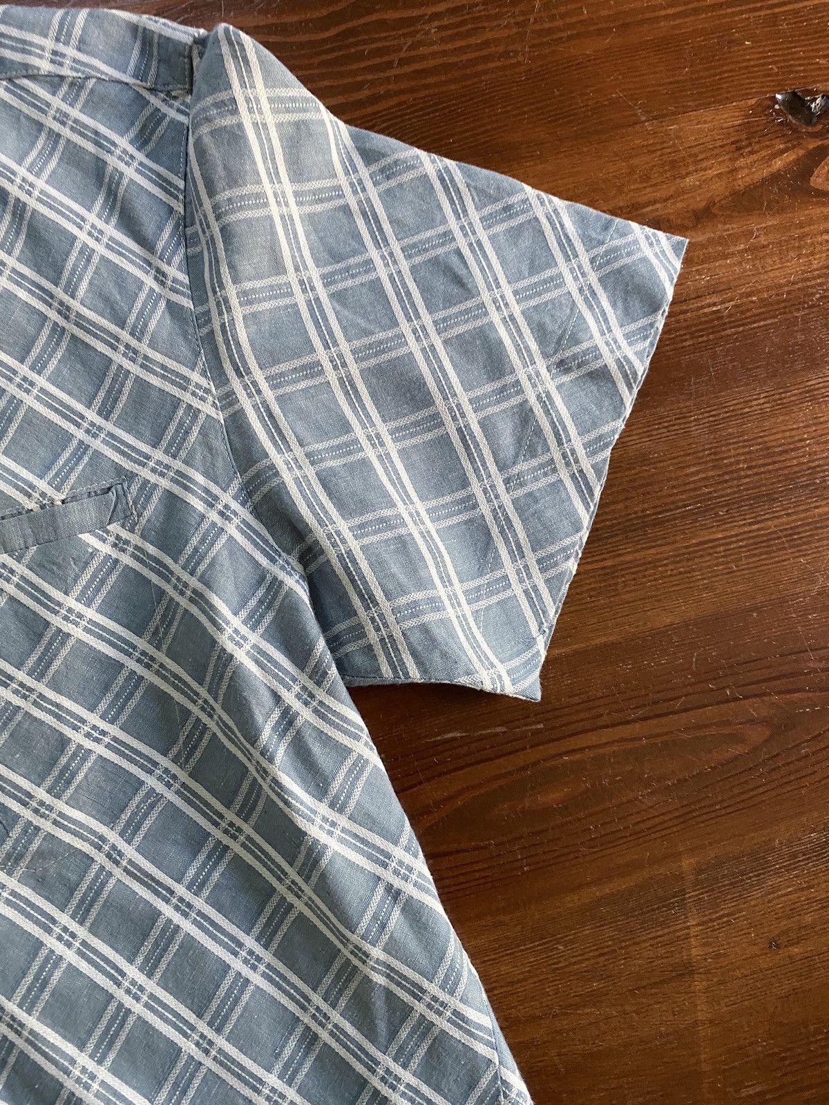Vintage Vintage 90’s Blue Jazz Blue & White Diagonal Plaid Button Up Size US L / EU 52-54 / 3 - 4 Thumbnail