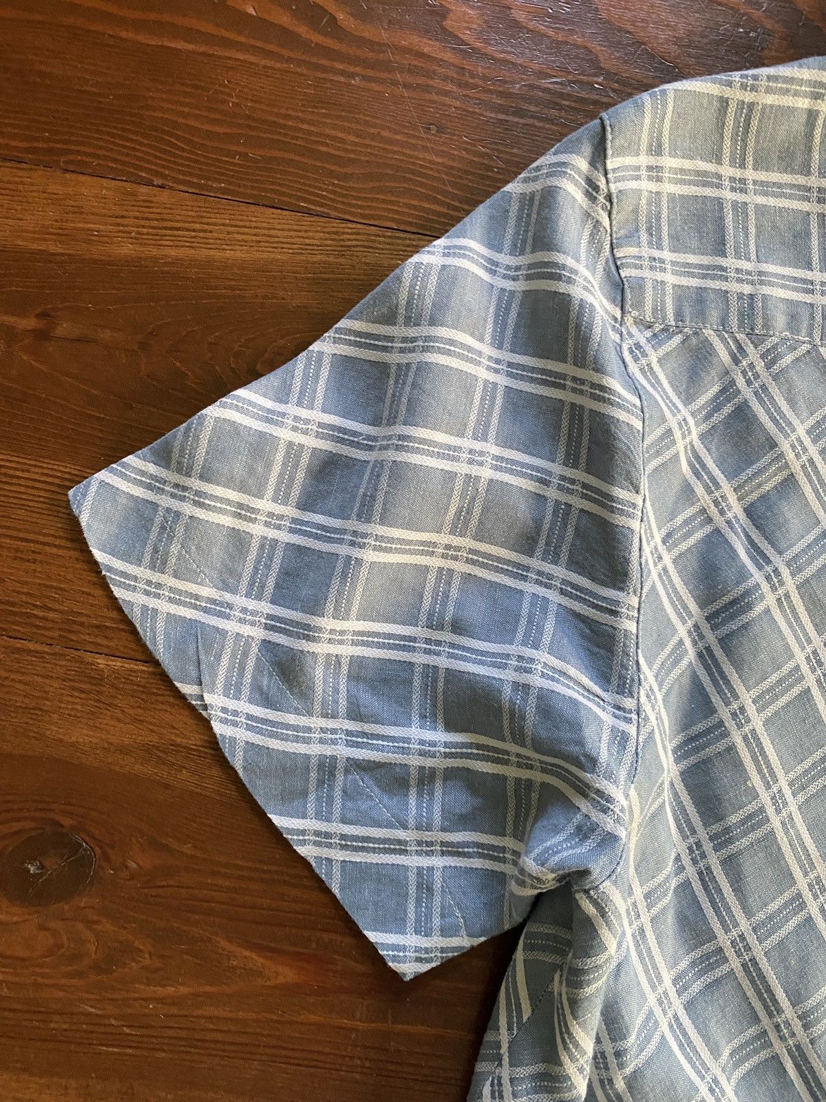 Vintage Vintage 90’s Blue Jazz Blue & White Diagonal Plaid Button Up Size US L / EU 52-54 / 3 - 11 Thumbnail