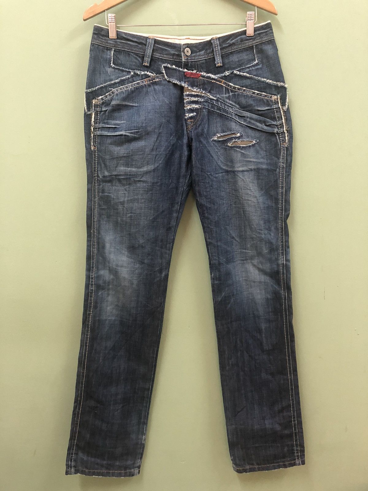 Hysteric Glamour MFG - SLIM FIT PATCHES WASHED DESTROY HYBRID JEANS Size US 32 / EU 48 - 2 Thumbnail
