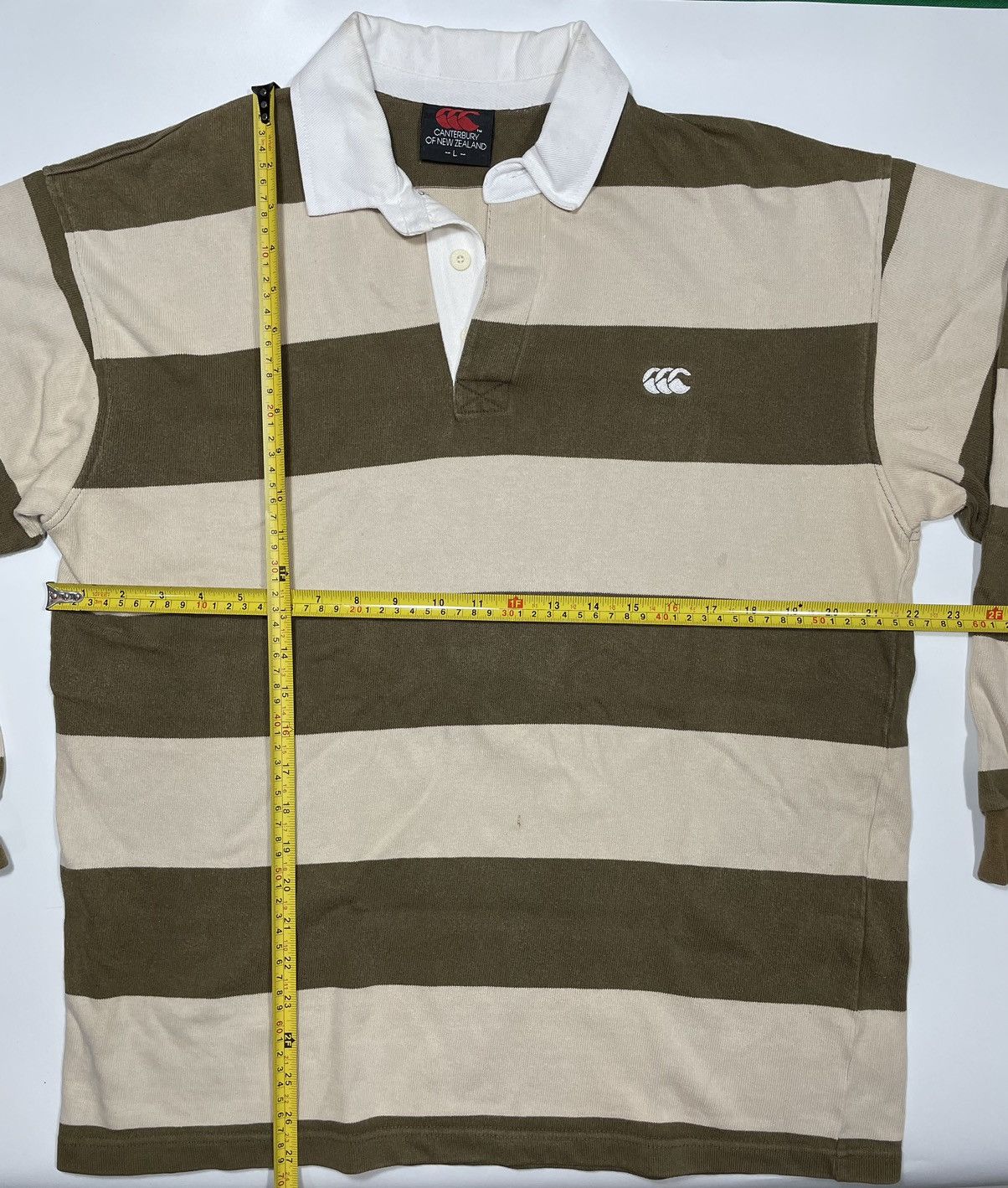 Canterbury of New Zealand Vintage Stripe Canterbury Long Sleeve Polo Shirt Nude rugby Size US L / EU 52-54 / 3 - 4 Thumbnail