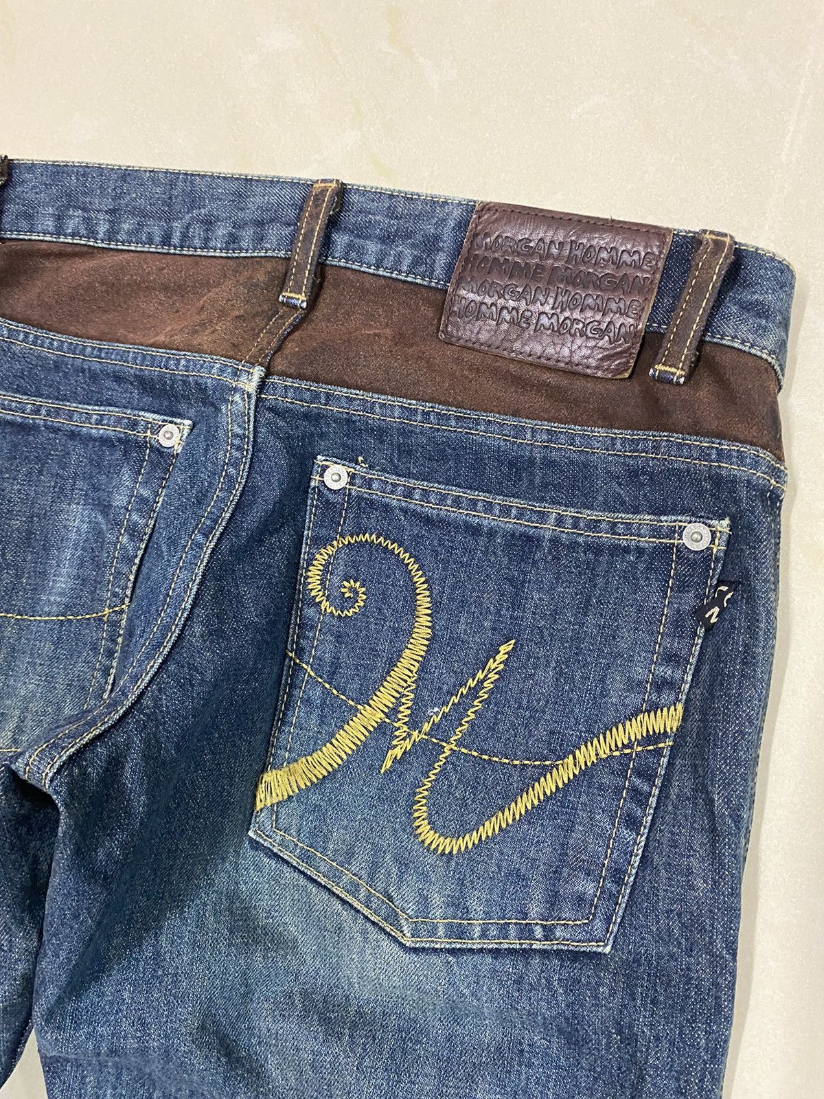 Japanese Brand × KMRii × Morgan Homme Japanese Brand Morgan Homme Suede Leather Denim Size US 30 / EU 46 - 6 Thumbnail