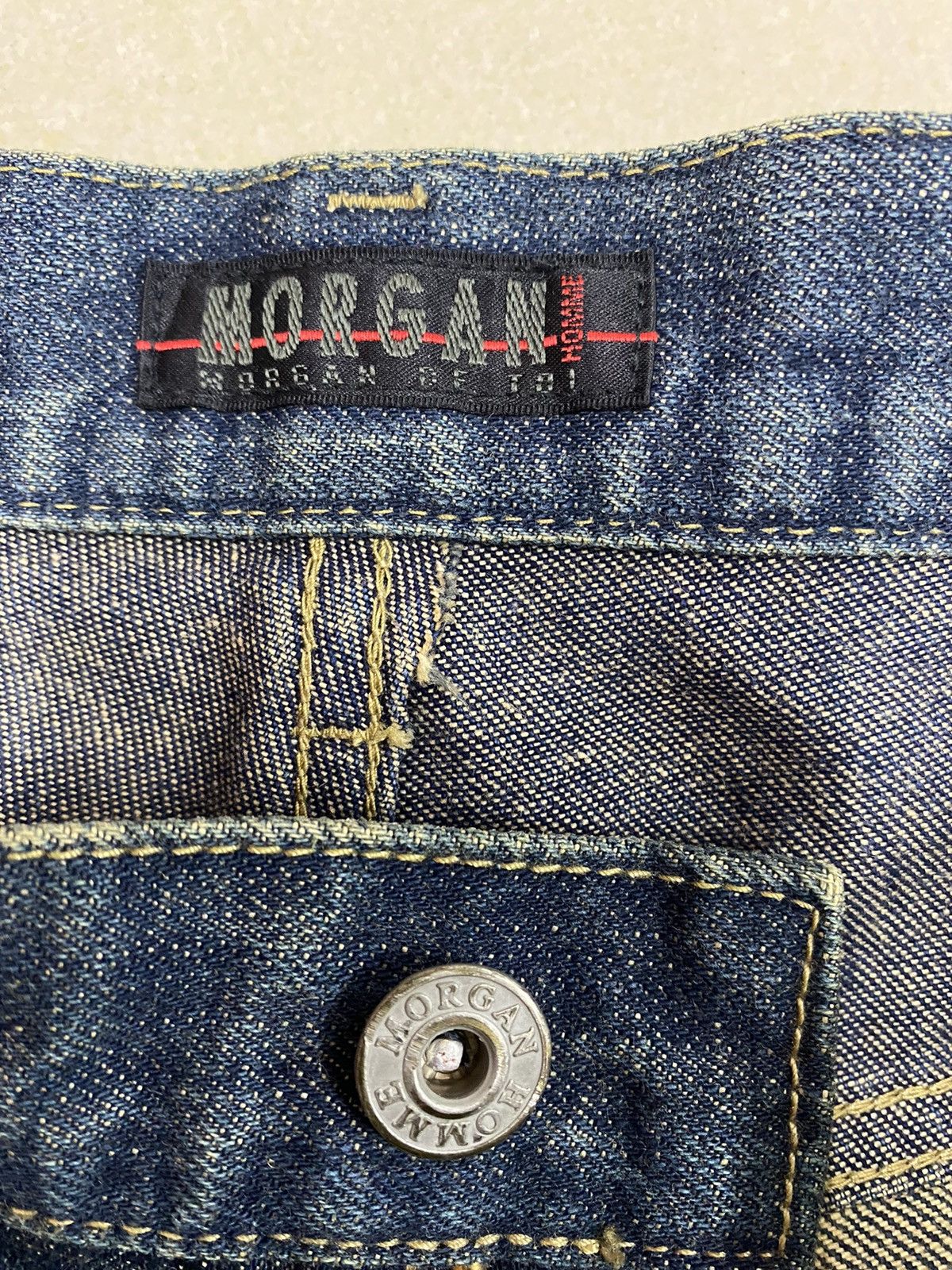 Japanese Brand × KMRii × Morgan Homme Japanese Brand Morgan Homme Suede Leather Denim Size US 30 / EU 46 - 8 Thumbnail