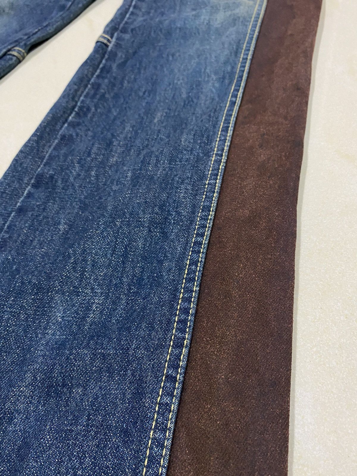 Japanese Brand × KMRii × Morgan Homme Japanese Brand Morgan Homme Suede Leather Denim Size US 30 / EU 46 - 5 Thumbnail