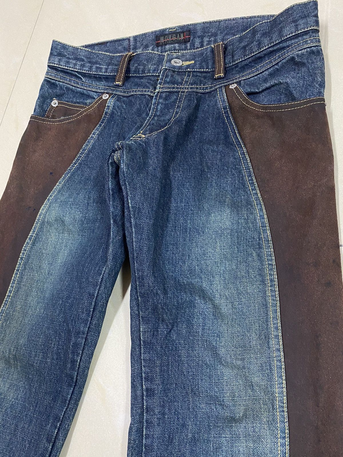 Japanese Brand × KMRii × Morgan Homme Japanese Brand Morgan Homme Suede Leather Denim Size US 30 / EU 46 - 4 Thumbnail