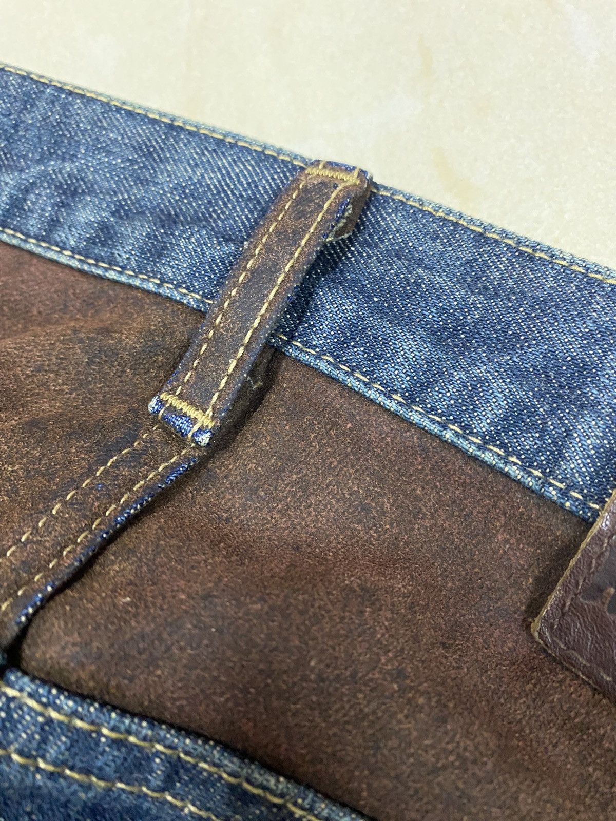 Japanese Brand × KMRii × Morgan Homme Japanese Brand Morgan Homme Suede Leather Denim Size US 30 / EU 46 - 7 Thumbnail