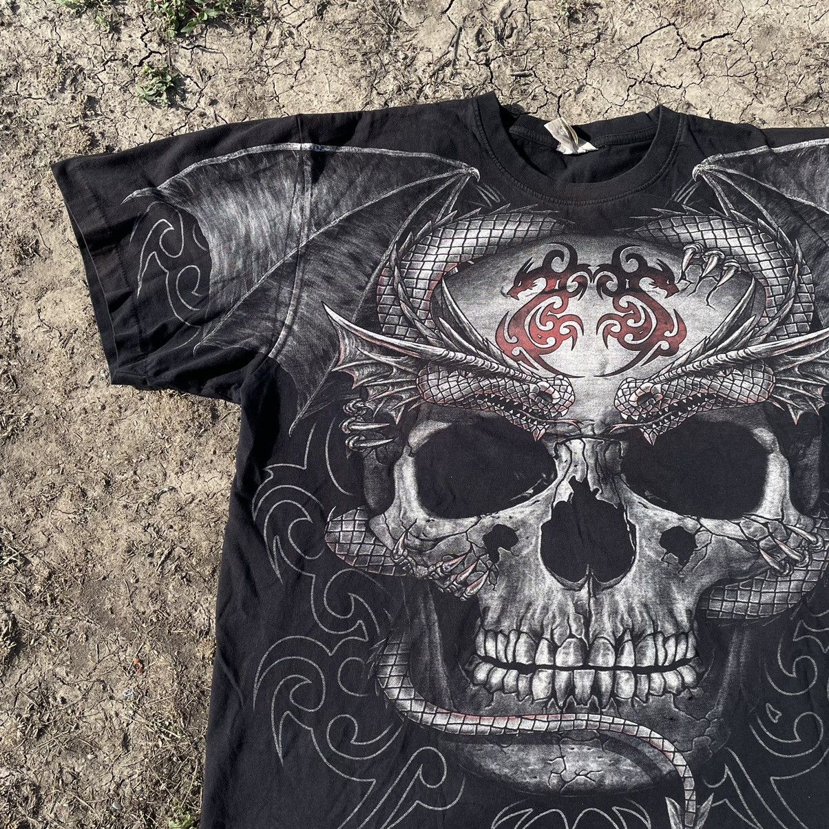 Vintage Vintage 90s Graphic Tee Skull All Over Print Horror Grunge L Size US L / EU 52-54 / 3 - 2 Thumbnail