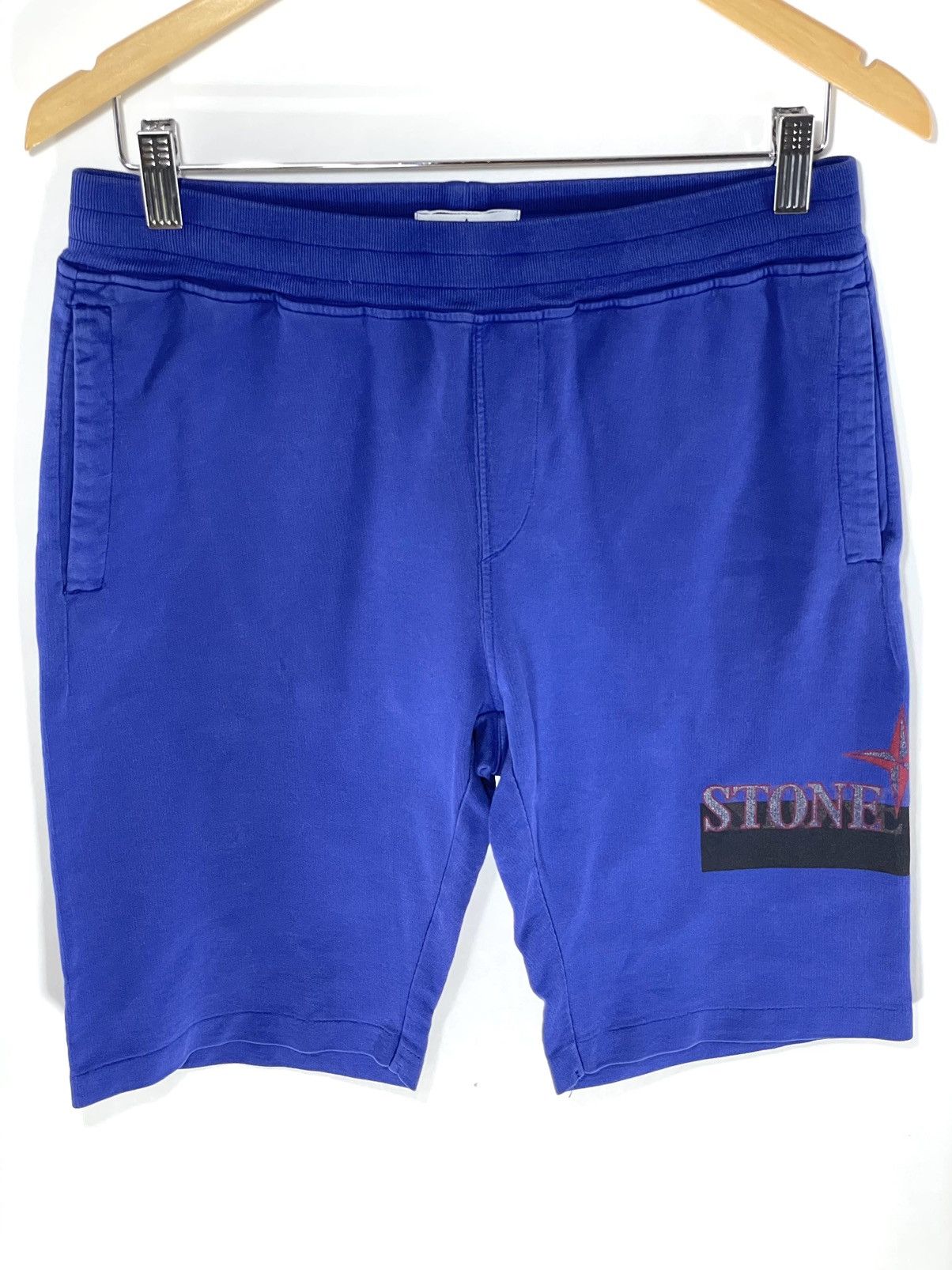 Image of Stone Island Reflective Logo Sweatshorts in Blue, Men's (Size 30)