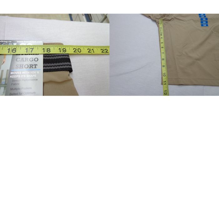 CO Iron Co Belted Stretch Performance Hybrid Cargo Shorts Tan Size 38