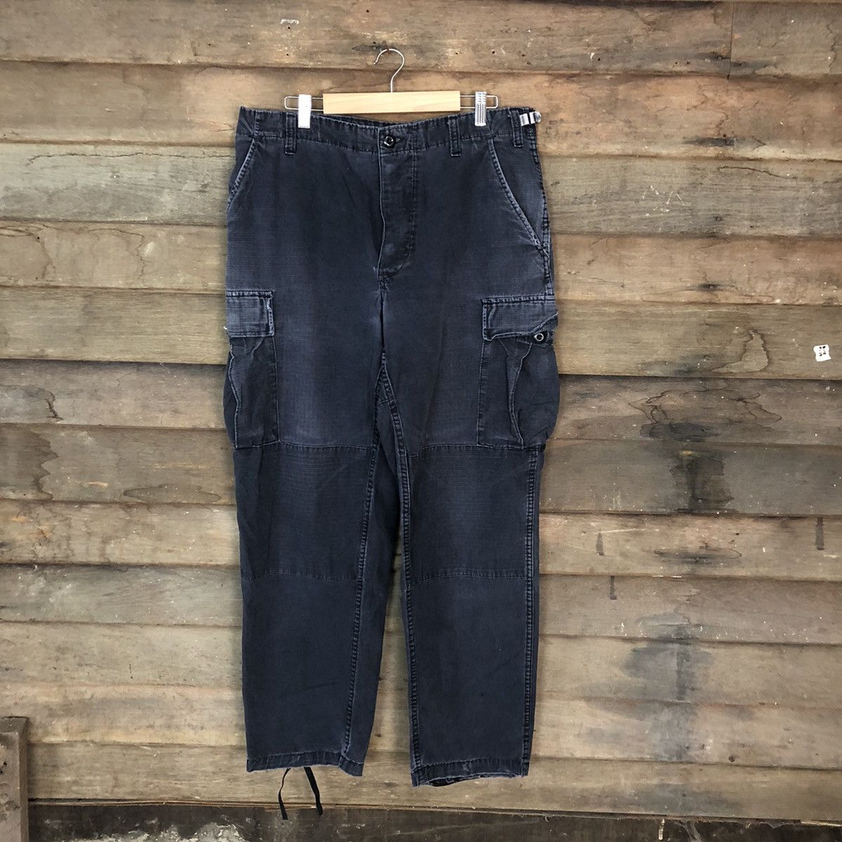 image of Faded Glory x Military Truc Spec Faded Double Knee Multipocket Cargo Pants 6918 in Dark Blue (Size 