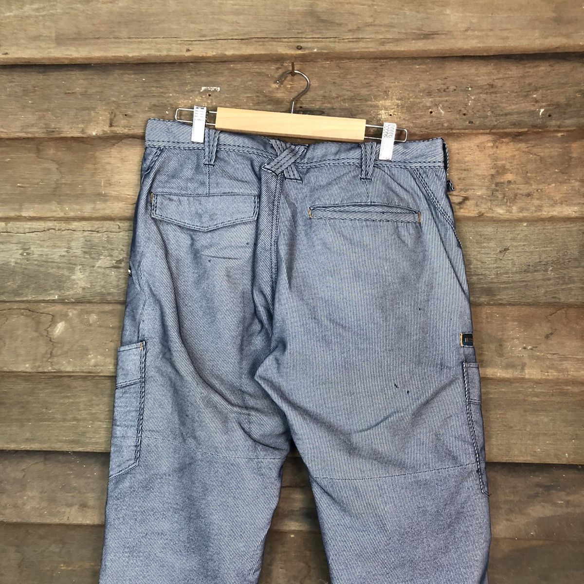 Japanese Brand G.Ground Stripe Blue Cargo Multipocket Pants #6773 Size US 30 / EU 46 - 10 Thumbnail