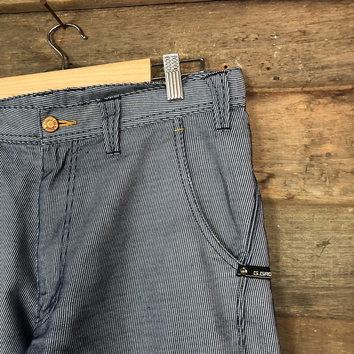 Japanese Brand G.Ground Stripe Blue Cargo Multipocket Pants #6773 Size US 30 / EU 46 - 5 Thumbnail