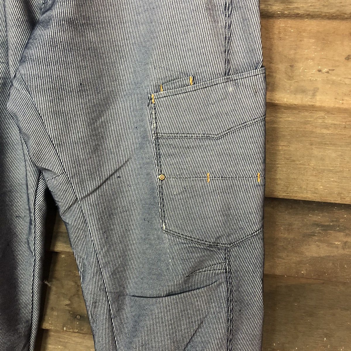 Japanese Brand G.Ground Stripe Blue Cargo Multipocket Pants #6773 Size US 30 / EU 46 - 7 Thumbnail