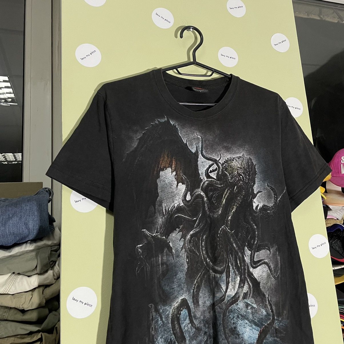 Vintage Vintage 90s Graphic Tee Dark Vamp Skull All Over Print S Size US S / EU 44-46 / 1 - 2 Thumbnail