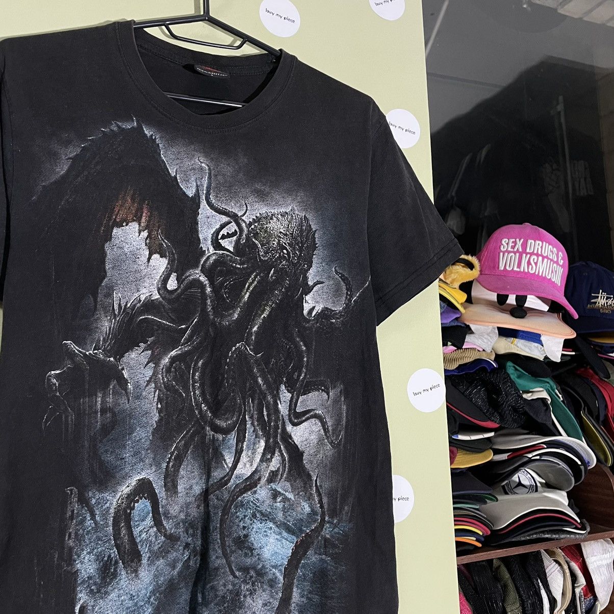 Vintage Vintage 90s Graphic Tee Dark Vamp Skull All Over Print S Size US S / EU 44-46 / 1 - 4 Thumbnail