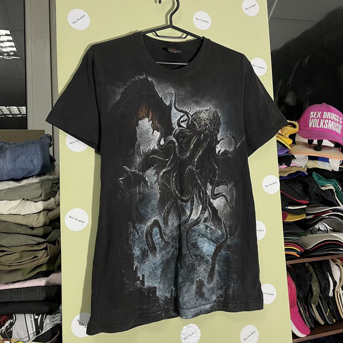 Vintage Vintage 90s Graphic Tee Dark Vamp Skull All Over Print S Size US S / EU 44-46 / 1 - 3 Thumbnail