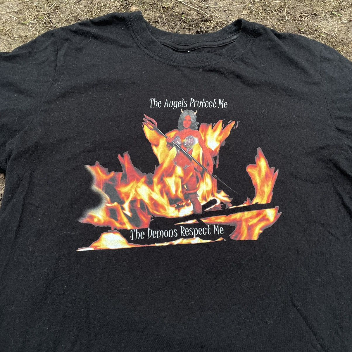 Vintage Vintage 90s Graphic Tee Horror Flame Print Dark Grunge S Size US S / EU 44-46 / 1 - 5 Thumbnail
