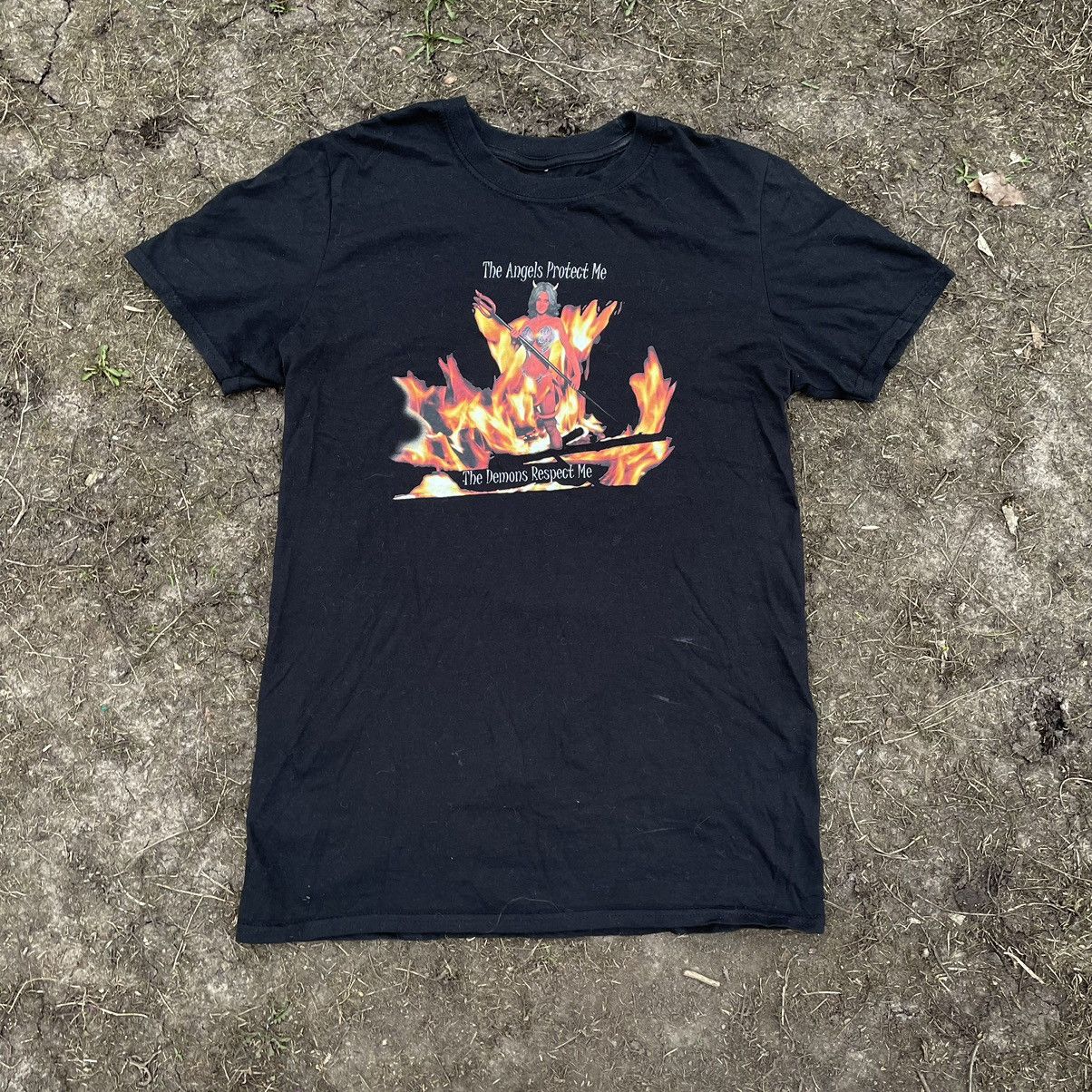 Vintage Vintage 90s Graphic Tee Horror Flame Print Dark Grunge S Size US S / EU 44-46 / 1 - 2 Thumbnail
