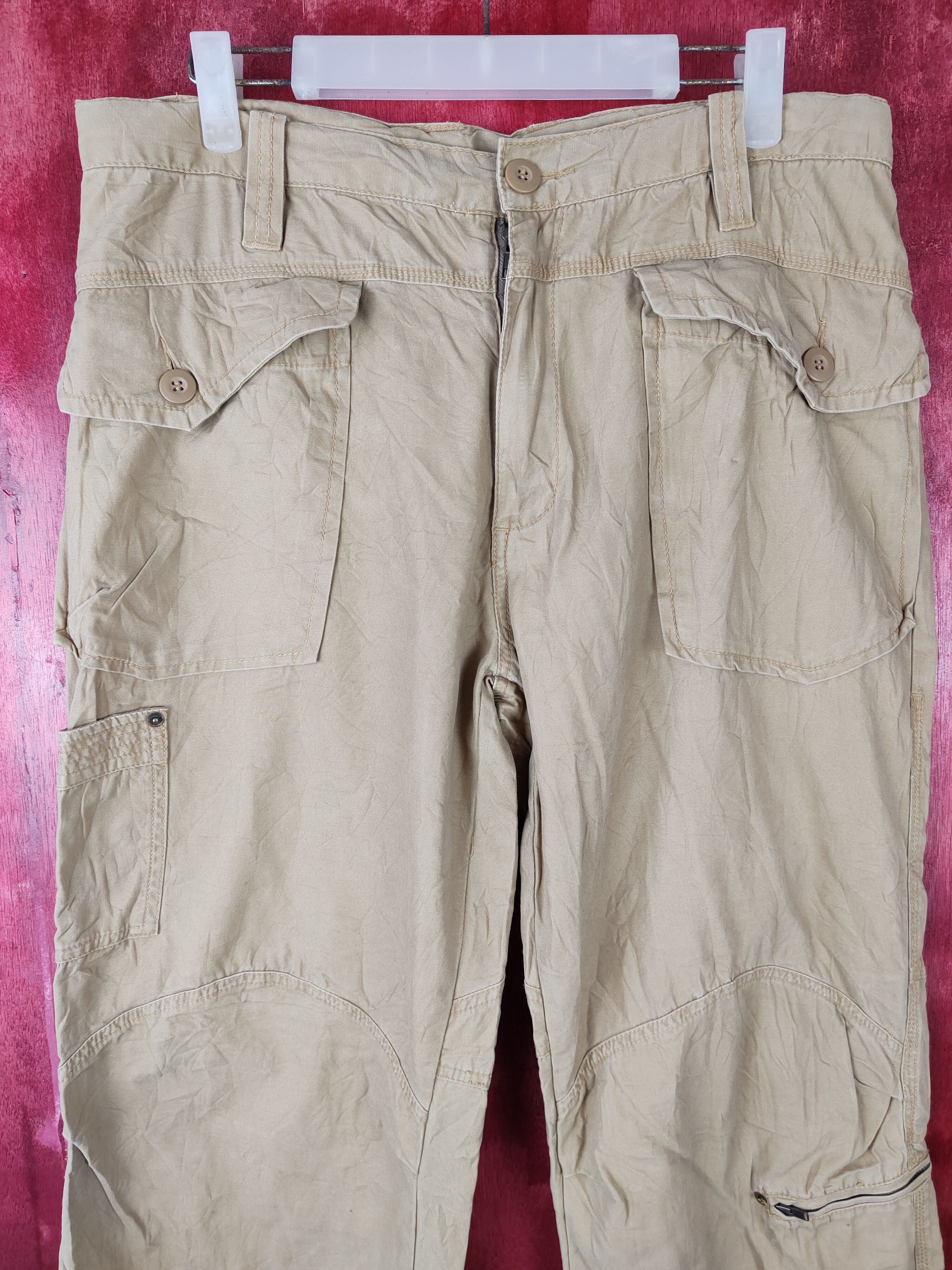 Japanese Brand × Vintage Japanese Brand Brown Multi Pocket Tactical Cargo Pant #S379 Size US 35 - 2 Thumbnail