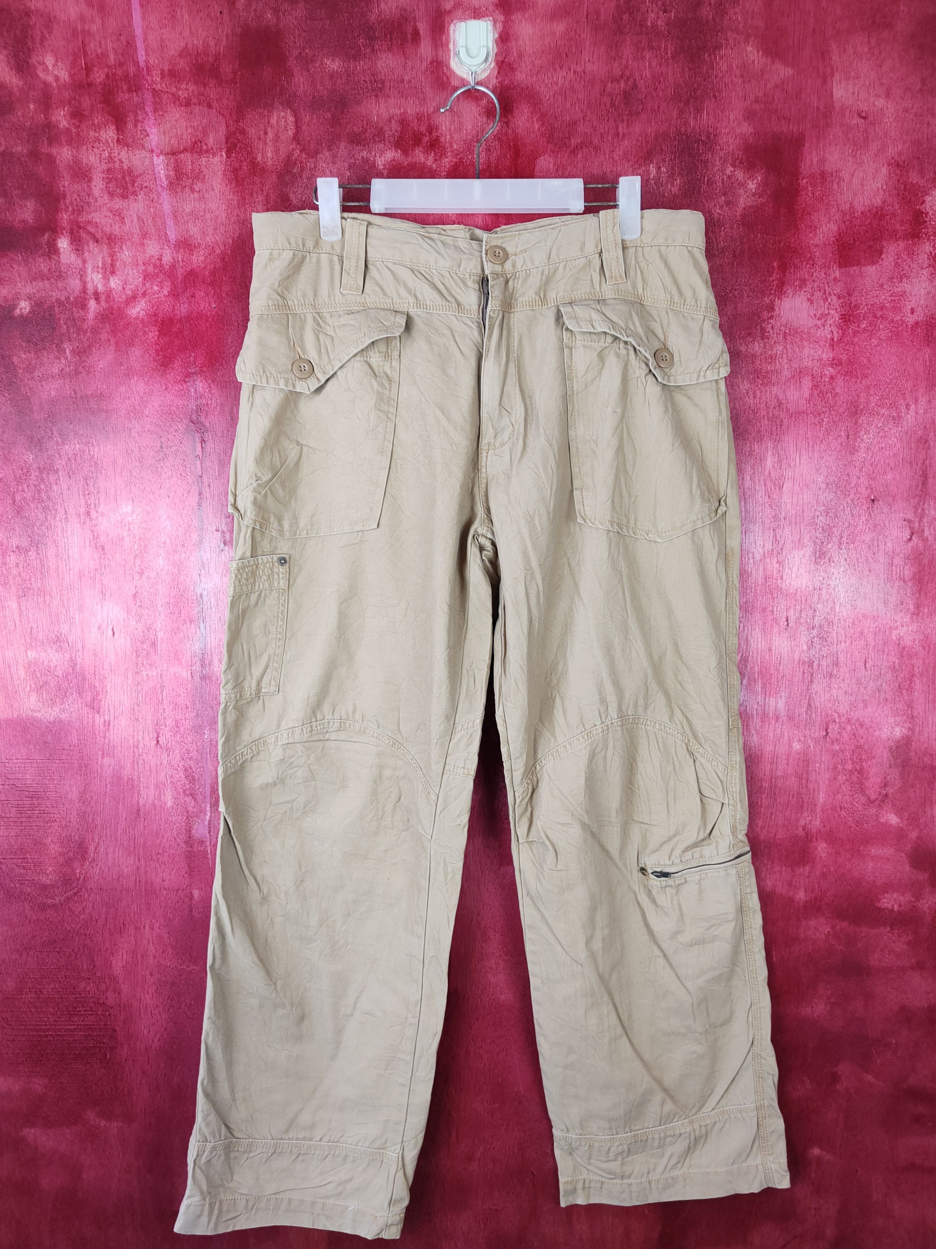 Japanese Brand × Vintage Japanese Brand Brown Multi Pocket Tactical Cargo Pant #S379 Size US 35 - 1 Thumbnail