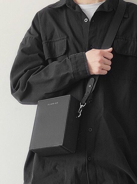 Retro Fashion Pu Leather Crossbody Box Bag Camera Bag in Black, Men's