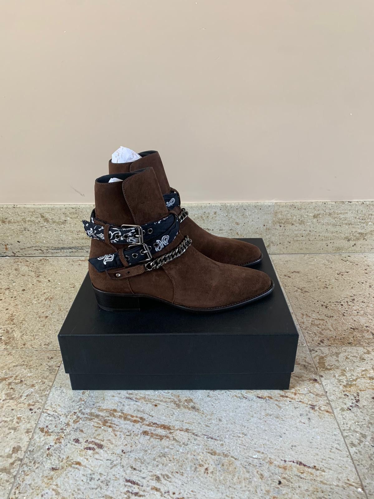 Amiri Bandana Chain Boots in Chocolate Size US 7.5 / EU 40-41 - 3 Thumbnail