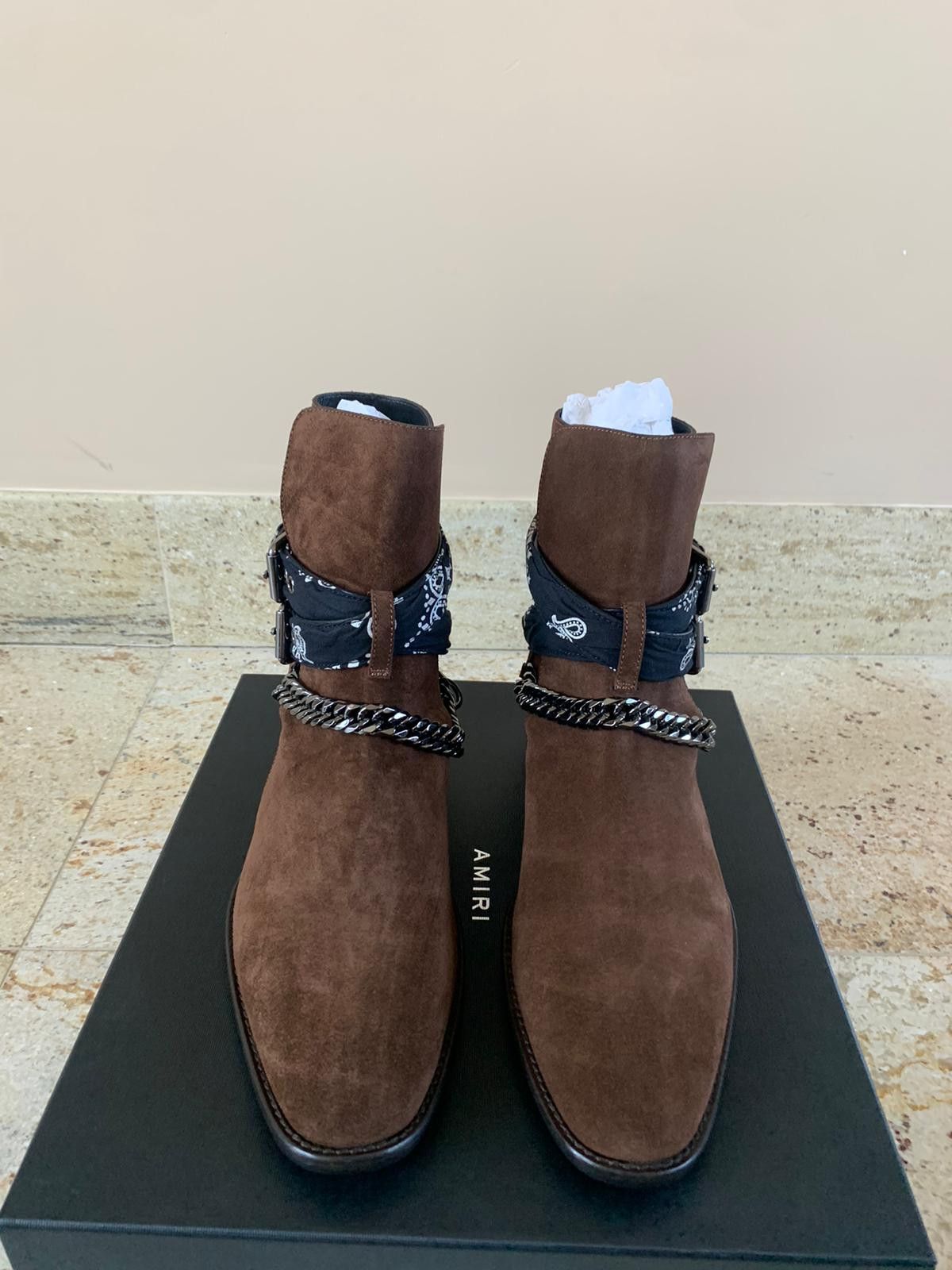 Amiri Bandana Chain Boots in Chocolate Size US 7.5 / EU 40-41 - 4 Thumbnail