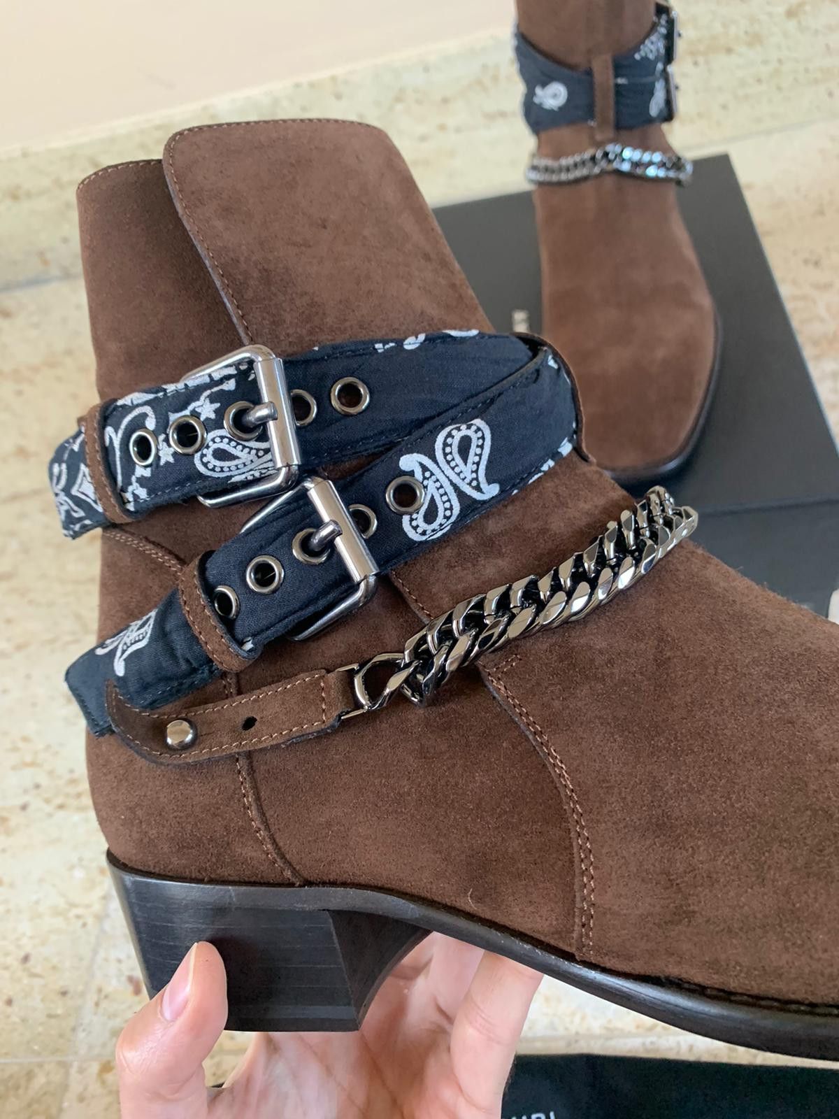 Amiri Bandana Chain Boots in Chocolate Size US 7.5 / EU 40-41 - 12 Thumbnail