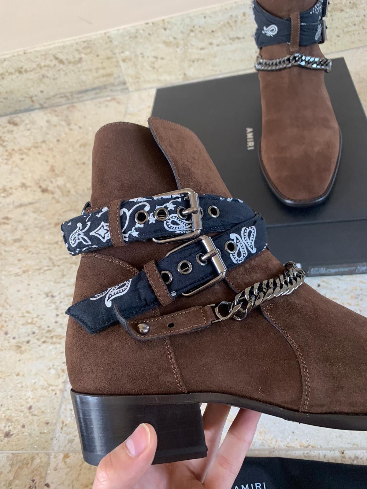 Amiri Bandana Chain Boots in Chocolate Size US 7.5 / EU 40-41 - 8 Thumbnail