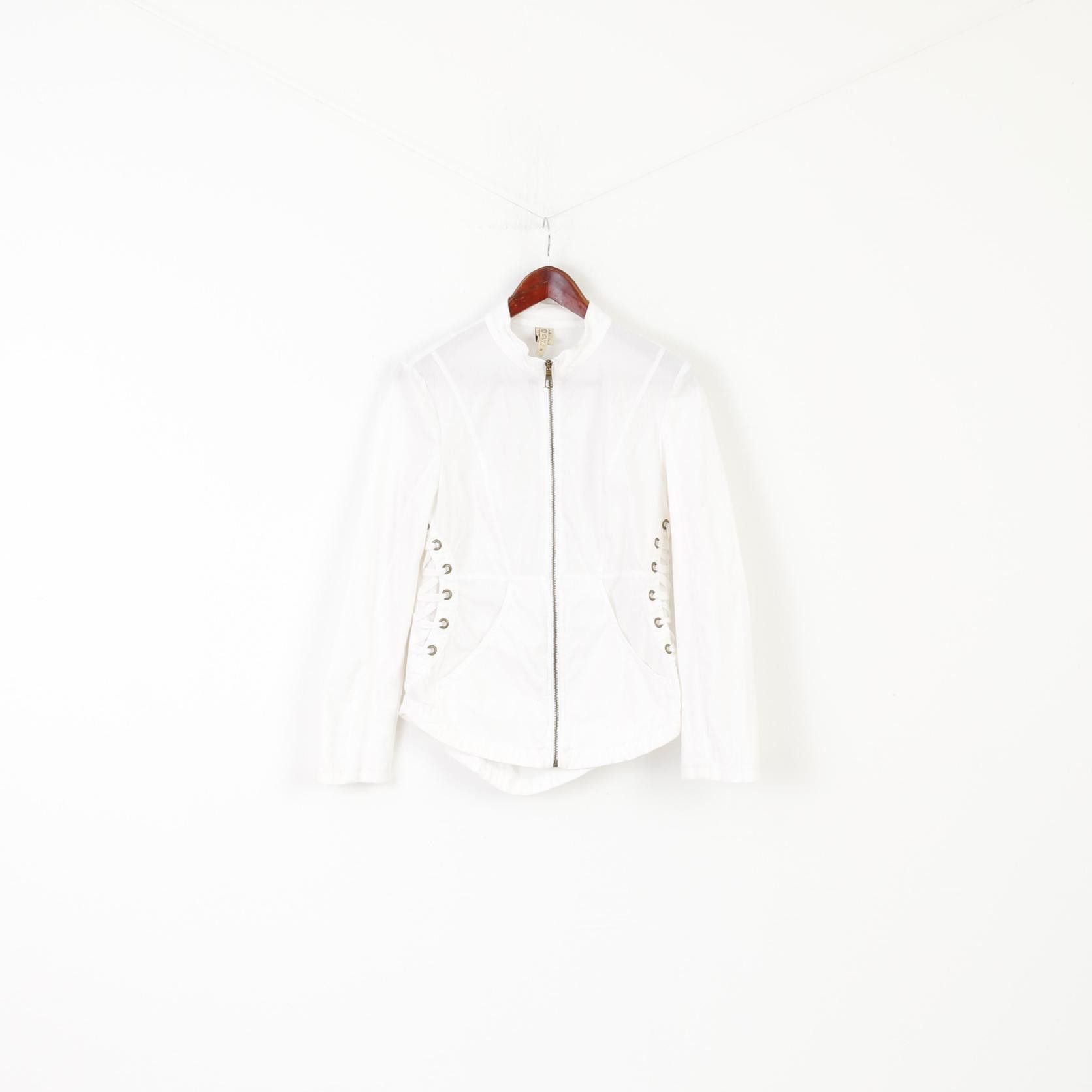 Vintage XCVI Women M Jacket White Cotton Lycra Fit 0238 Size M / US 6-8 / IT 42-44 - 2 Thumbnail