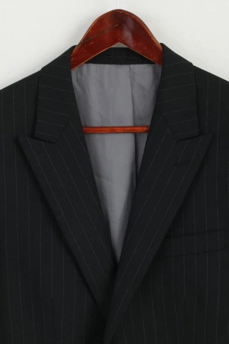 Vintage Lambretta Men 40 102 Blazer Black Wool Striped 5712 Size 40R - 3 Thumbnail